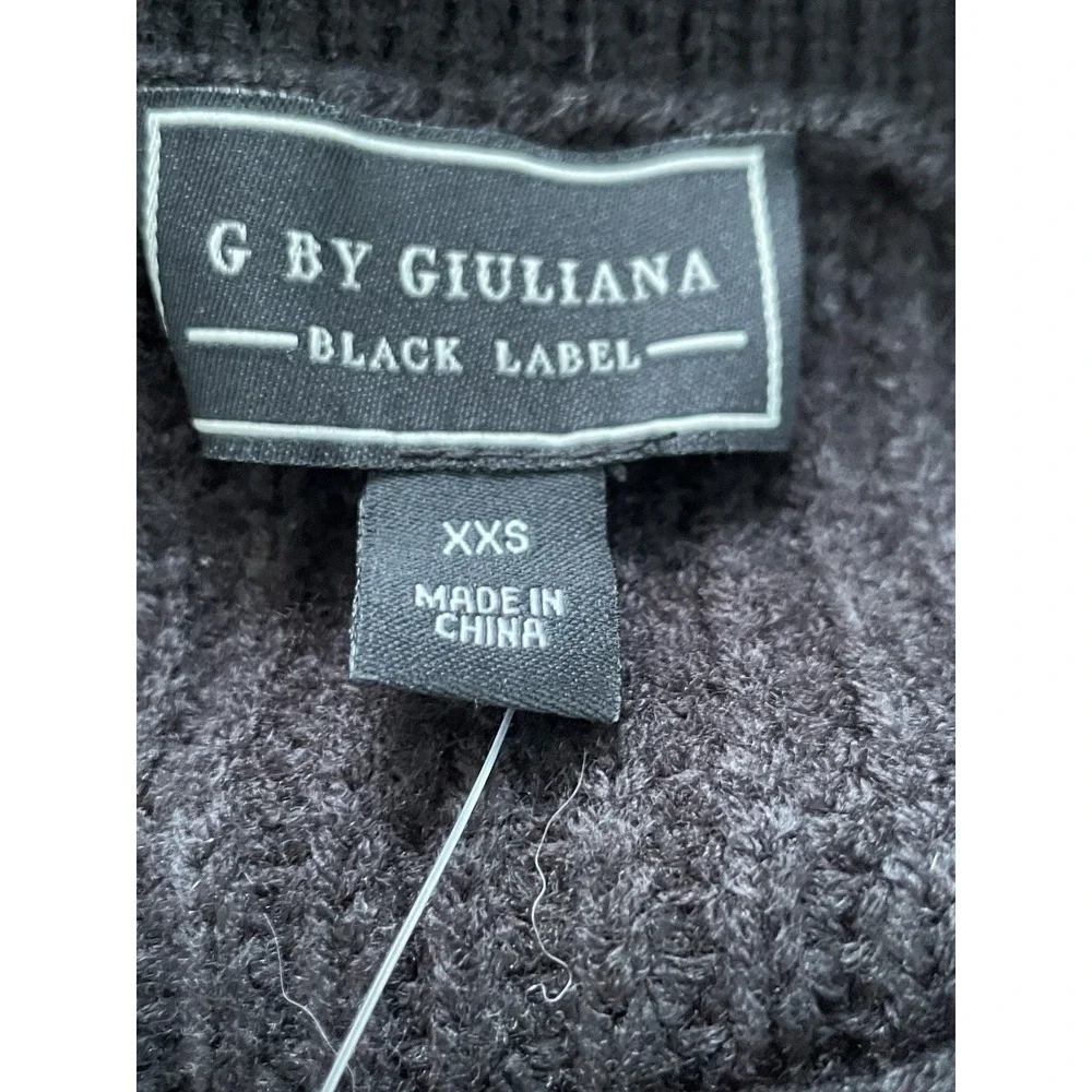NWT G by Giuliana‎ Black Label Womens XXS Sweater Cable Knit Black Fringe Sleeve